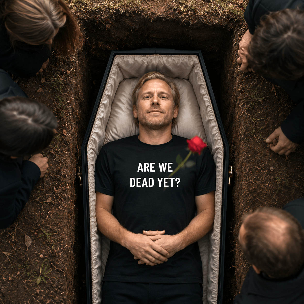 ARE WE DEAD YET? nihilist blackpill statement t-shirt | BASED ALT-WEAR