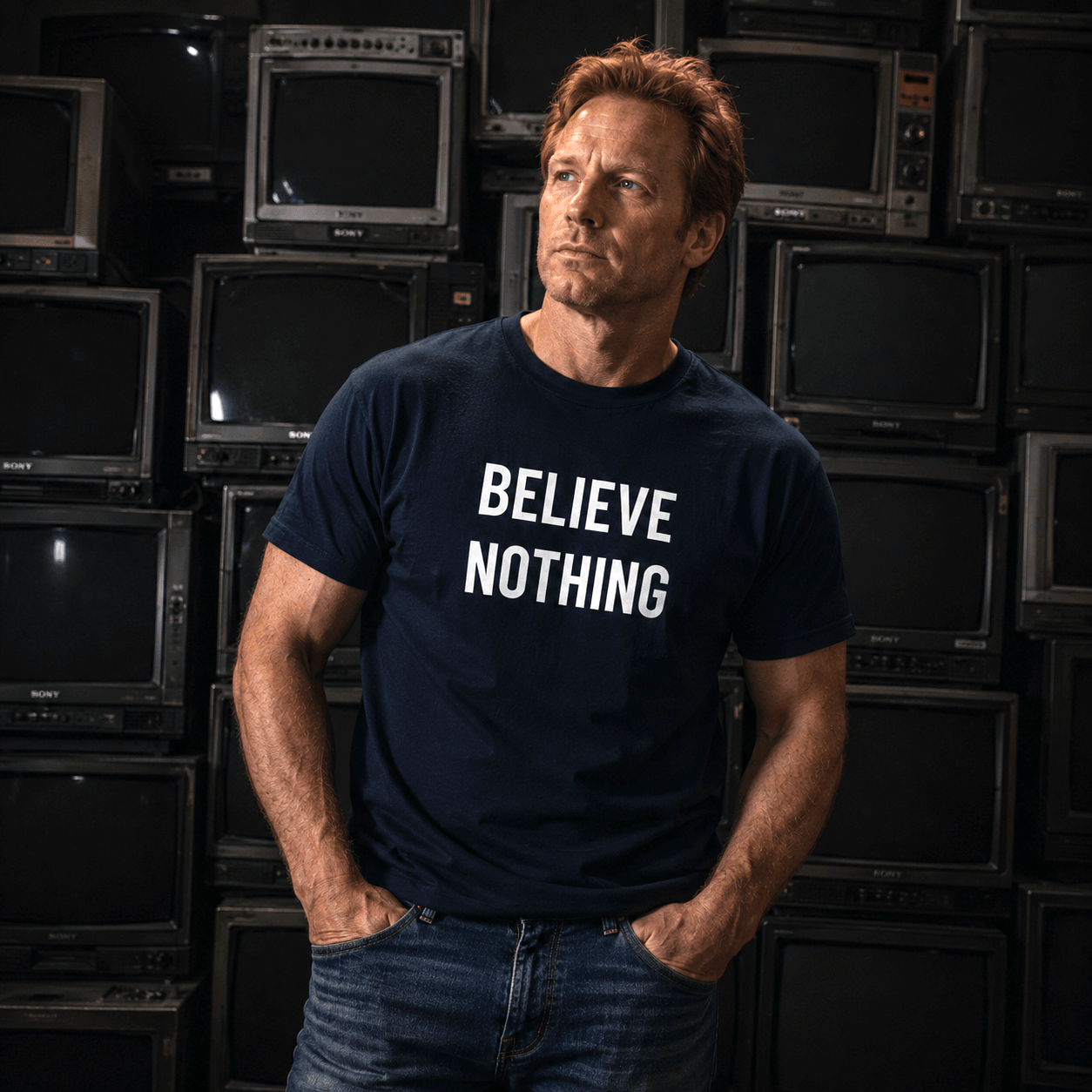 BELIEVE NOTHING skeptical-thinker statement t-shirt | BASED ALT-WEAR
