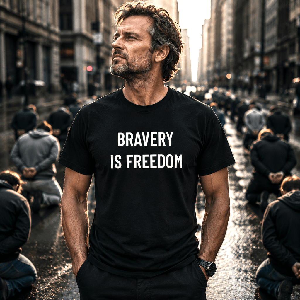 BRAVERY IS FREEDOM courage statement t-shirt | BASED ALT-WEAR