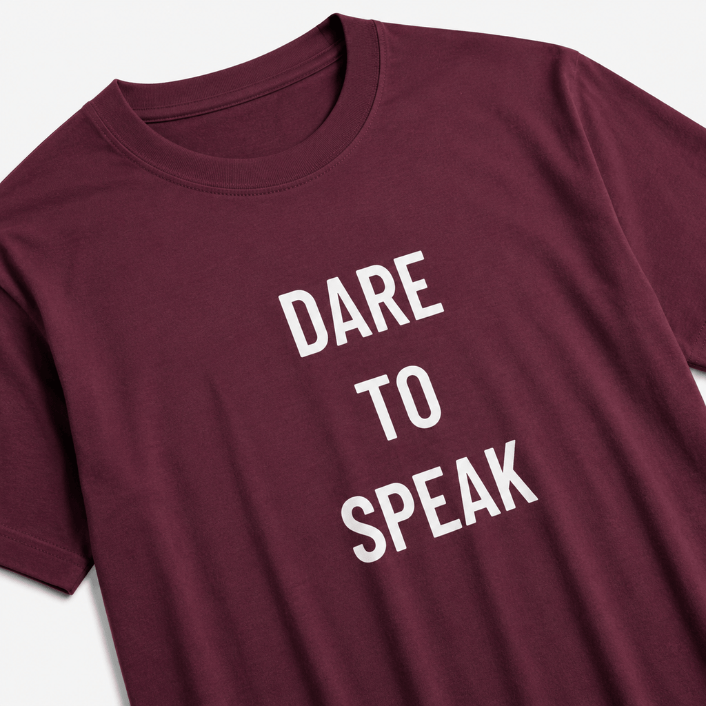 DARE TO SPEAK free-speech statement t-shirt featured front | BASED ALT-WEAR