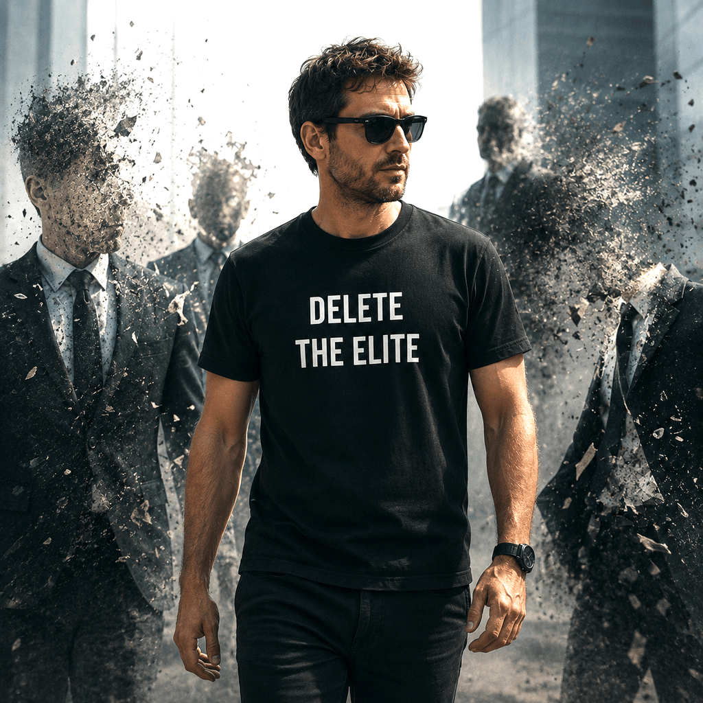 DELETE THE ELITE counter-cultural statement t-shirt | BASED ALT-WEAR