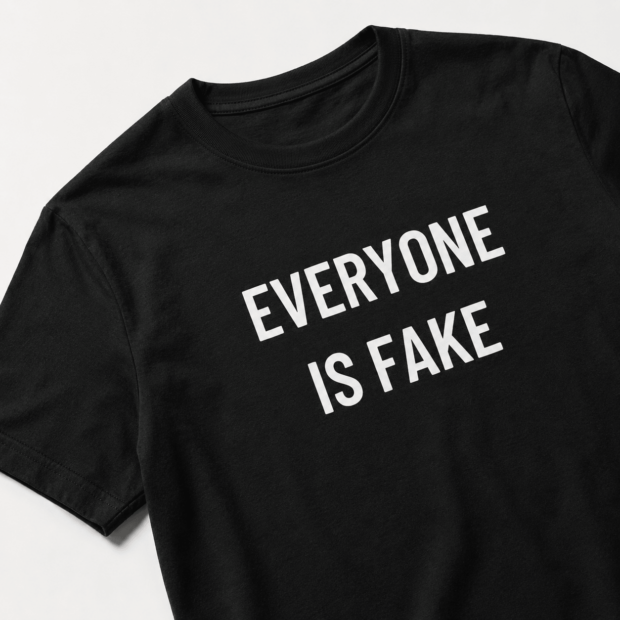 EVERYONE IS FAKE blackpill statement t-shirt featured back | BASED ALT-WEAR