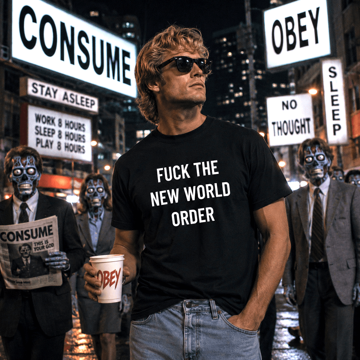FUCK THE NEW WORLD ORDER t-shirt