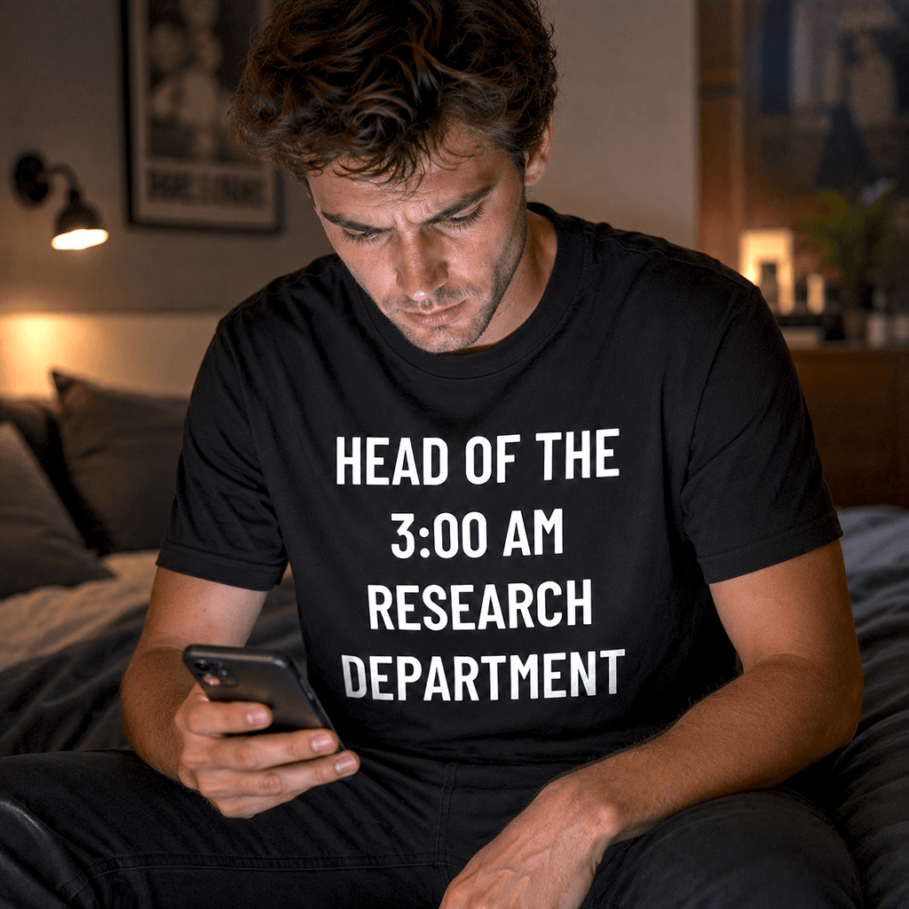 HEAD OF THE 3:00 AM RESEARCH DEPARTMENT conspiracy statement t-shirt featured | BASED ALT-WEAR