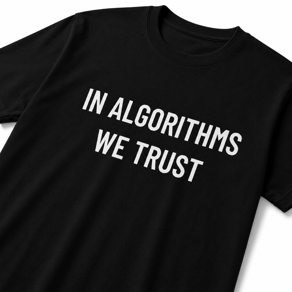 IN ALGORITHMS WE TRUST counter-culture statement t-shirt | BASED ALT-WEAR