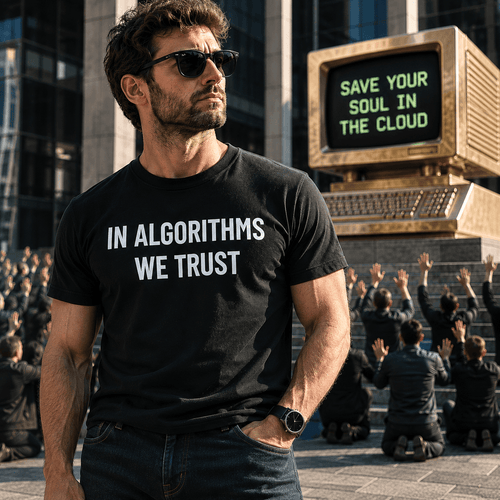 IN ALGORITHMS WE TRUST counter-culture statement t-shirt | BASED ALT-WEAR