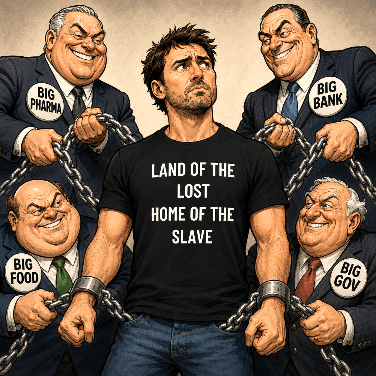 LAND OF THE LOST HOME OF THE SLAVE nihilist blackpill statement t-shirt | BASED ALT-WEAR
