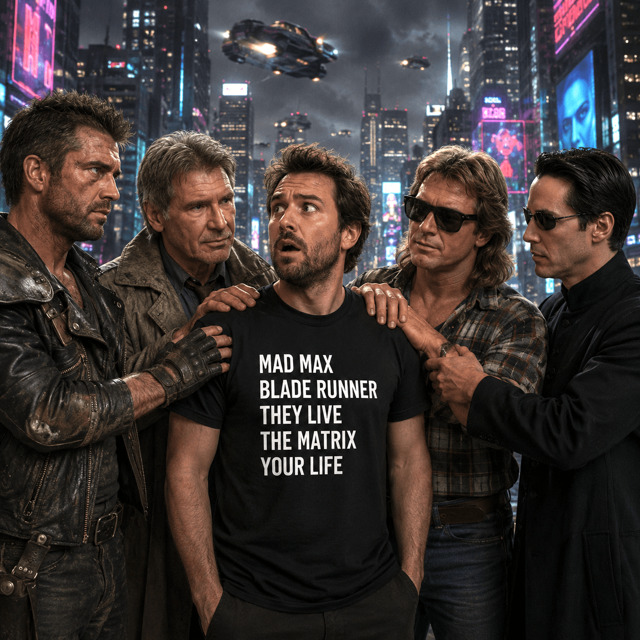 MAD MAX BLADE RUNNER THEY LIVE THE MATRIX YOUR LIFE t-shirt