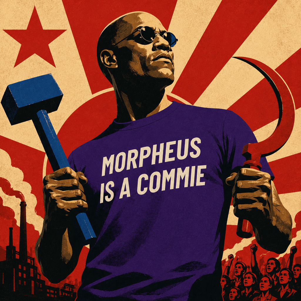 MORPHEUS IS A COMMIE Matrix counter-read statement t-shirt | BASED ALT-WEAR