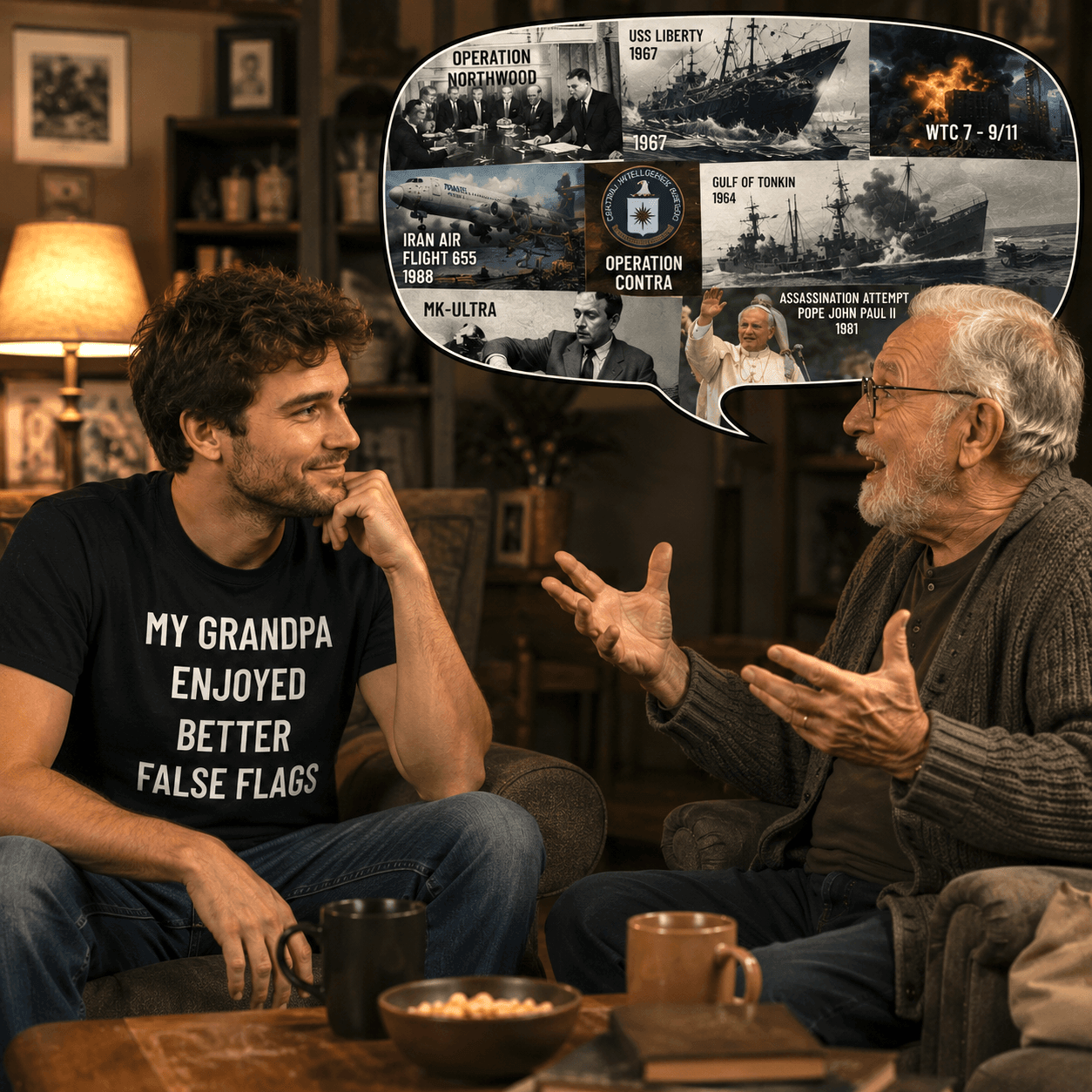 MY GRANDPA ENJOYED BETTER FALSE FLAGS t-shirt