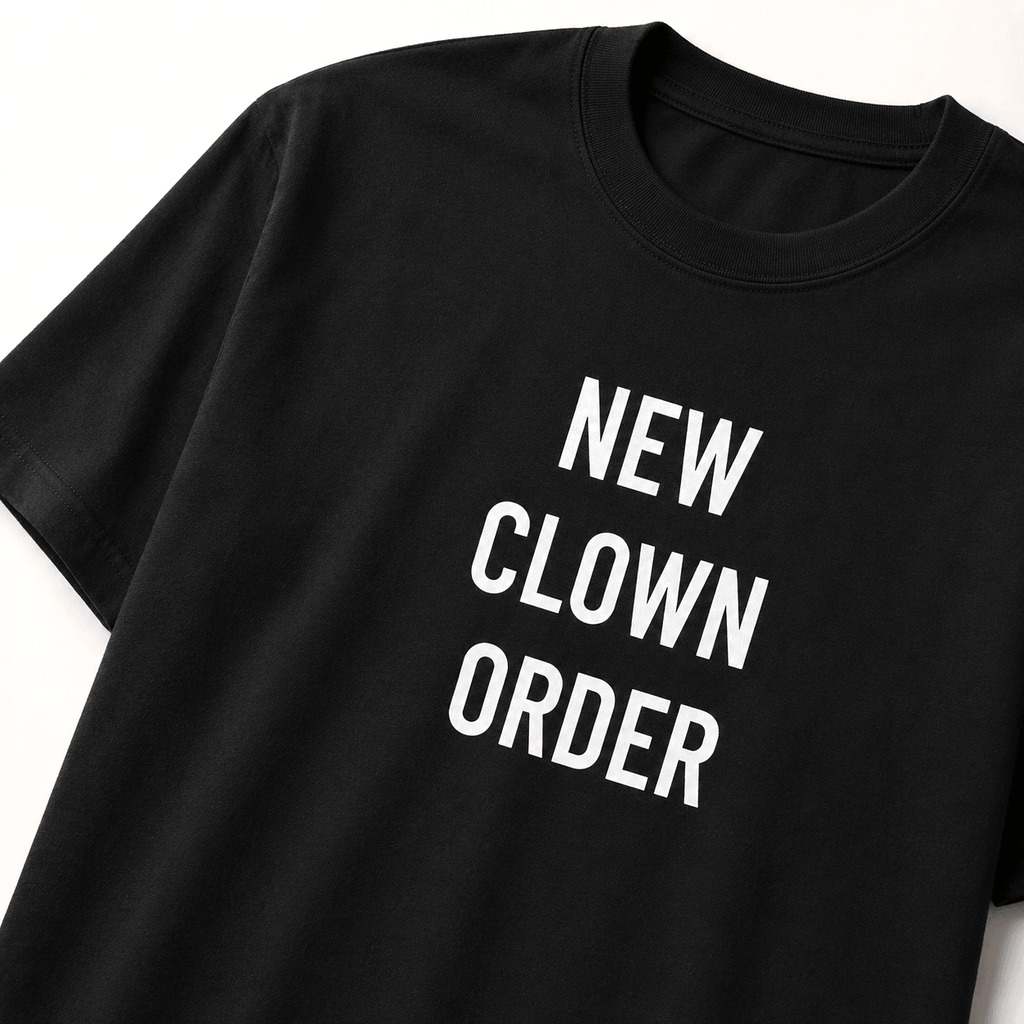 NEW CLOWN ORDER political-satire statement t-shirt | BASED ALT-WEAR