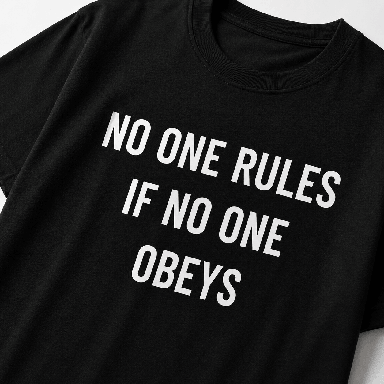 NO ONE RULES IF NO ONE OBEYS anti-authority statement t-shirt featured | BASED ALT-WEAR