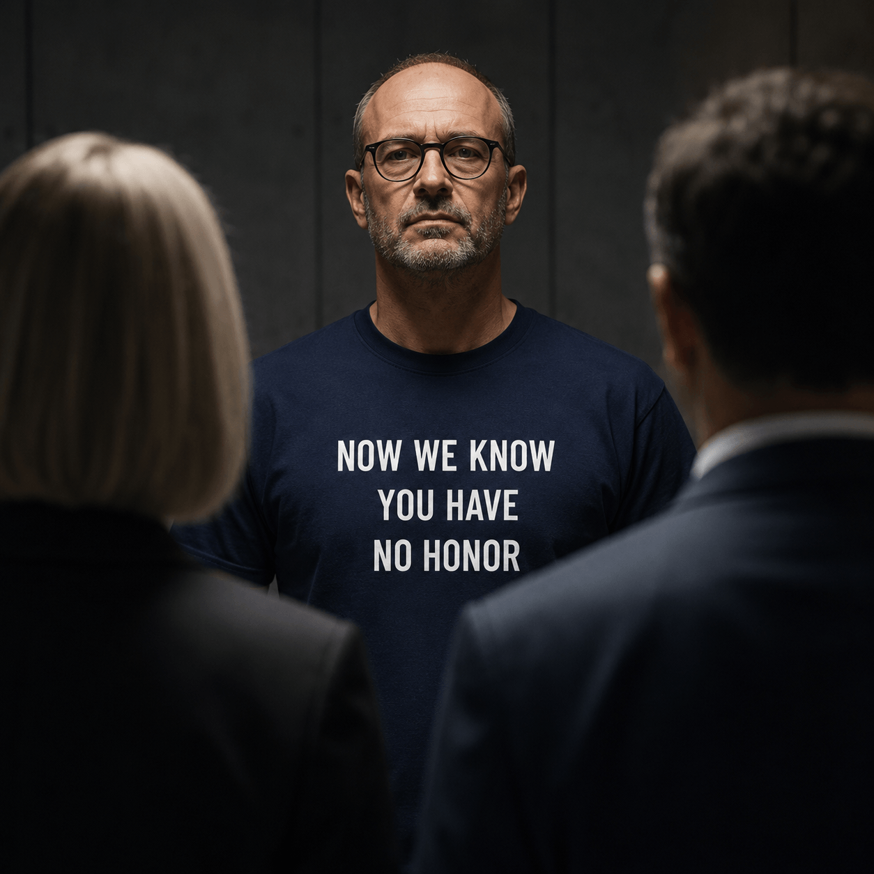 NOW WE KNOW YOU HAVE NO HONOR statement t-shirt featured front | BASED ALT-WEAR