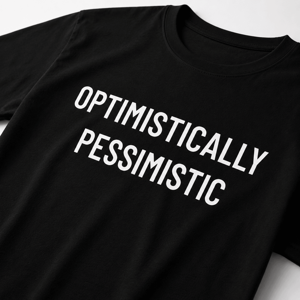 OPTIMISTICALLY PESSIMISTIC stoic blackpill statement t-shirt | BASED ALT-WEAR