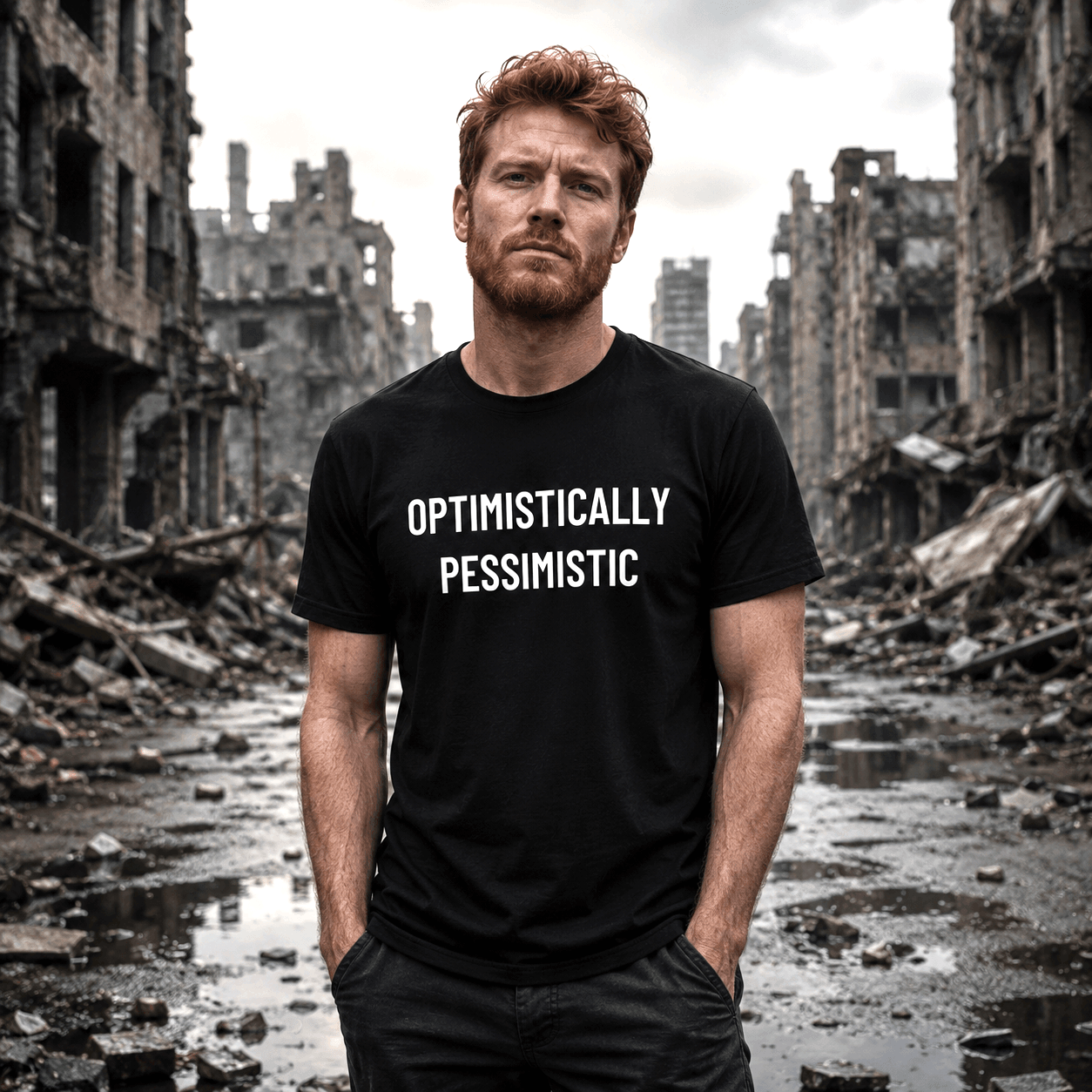 OPTIMISTICALLY PESSIMISTIC t-shirt