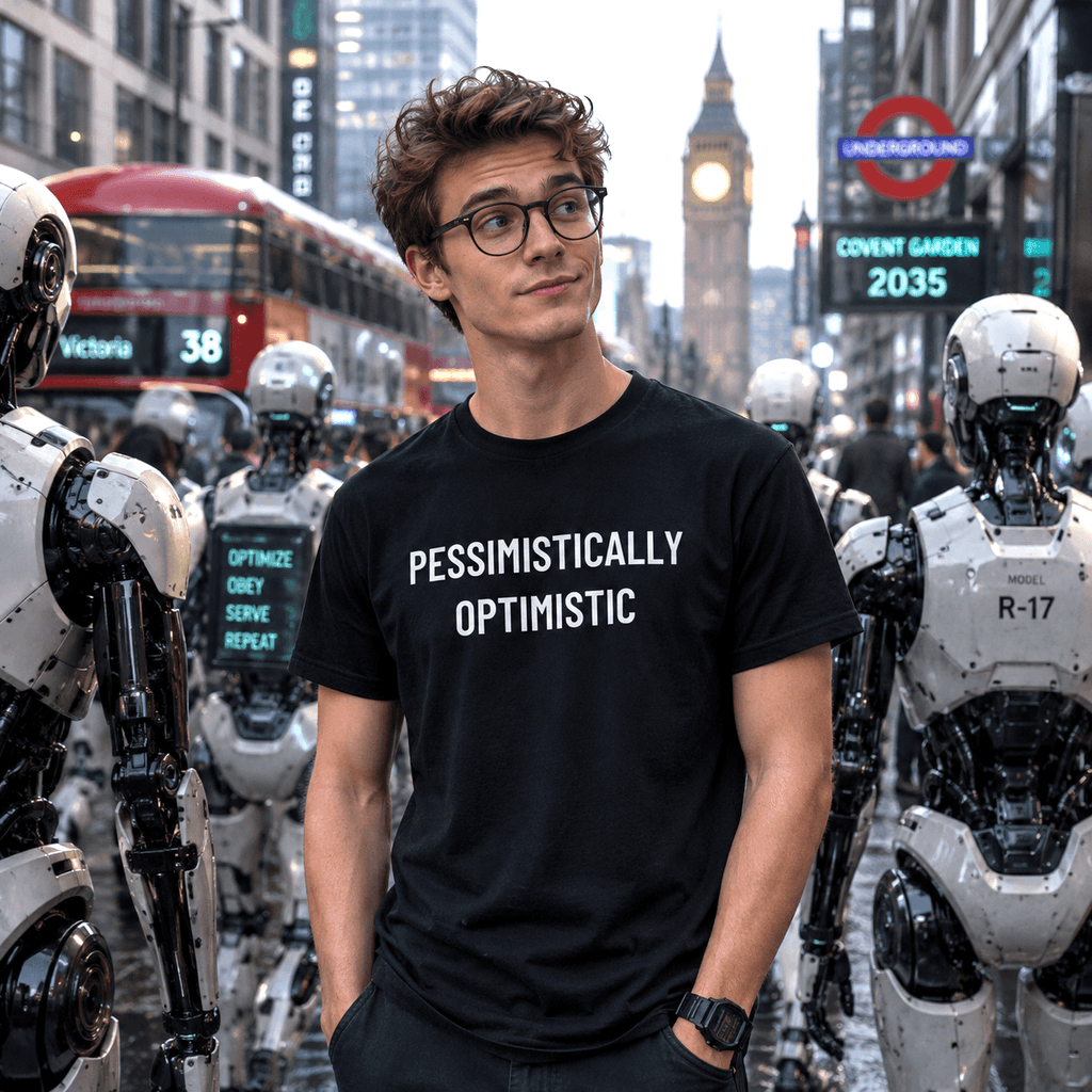 PESSIMISTICALLY OPTIMISTIC realist blackpill statement t-shirt | BASED ALT-WEAR
