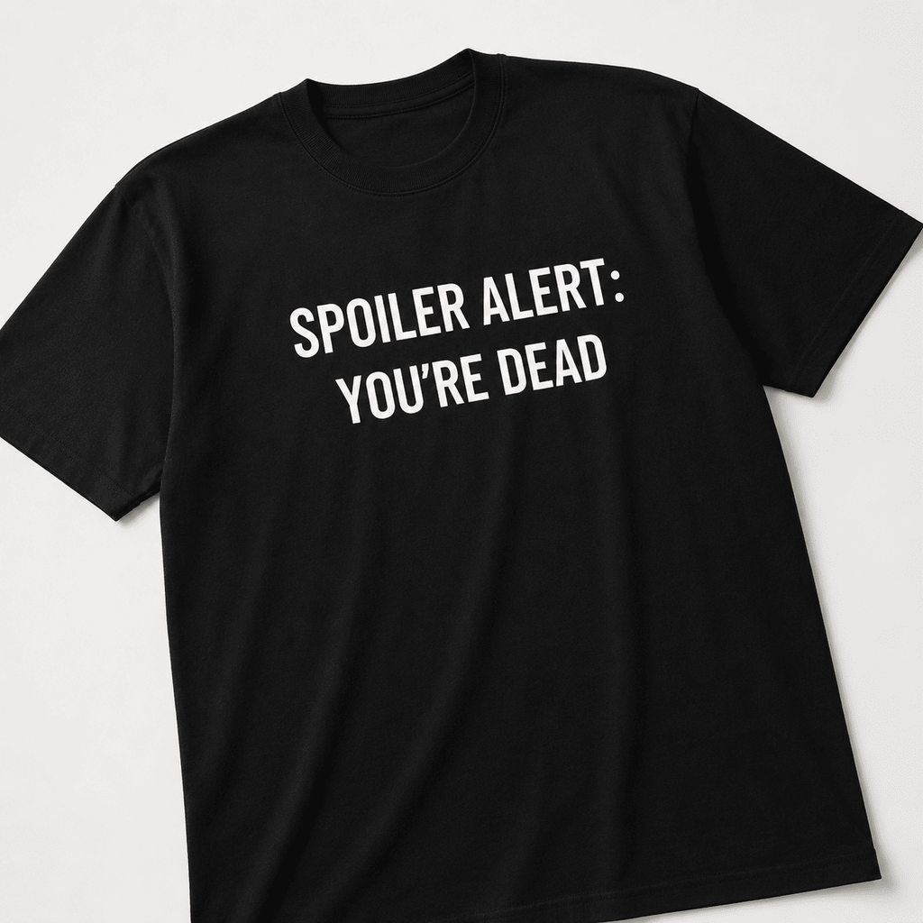 SPOILER ALERT YOU'RE DEAD memento-mori existential statement t-shirt | BASED ALT-WEAR