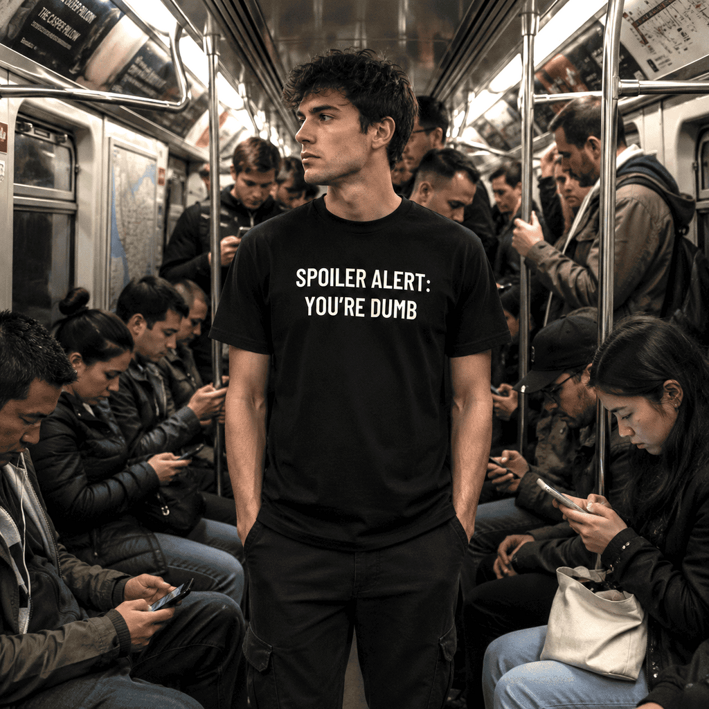 SPOILER ALERT YOU'RE DUMB dark-humor blackpill statement t-shirt | BASED ALT-WEAR