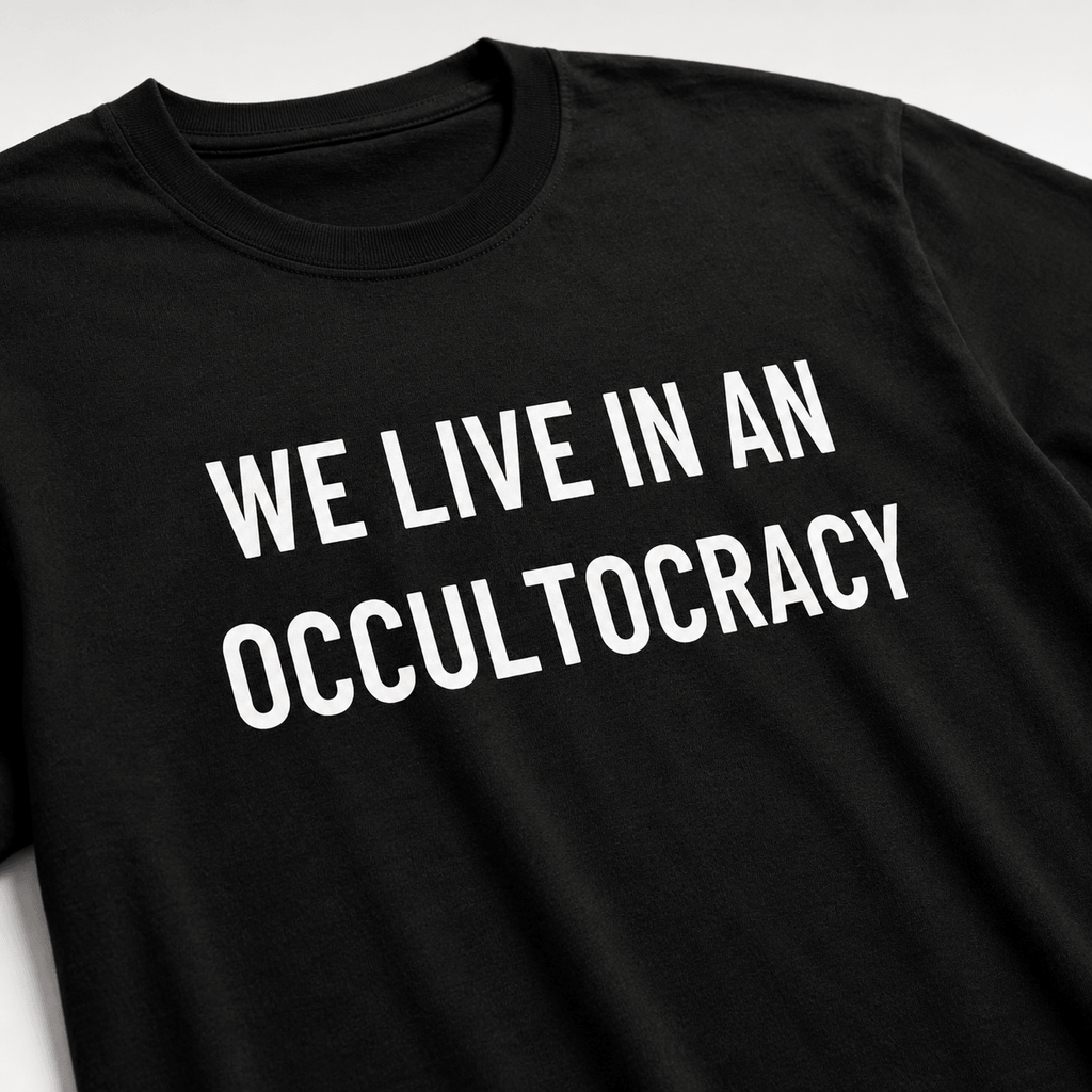 WE LIVE IN AN OCCULTOCRACY esoteric-skeptic statement t-shirt | BASED ALT-WEAR