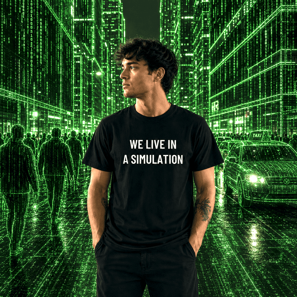 WE LIVE IN A SIMULATION t-shirt