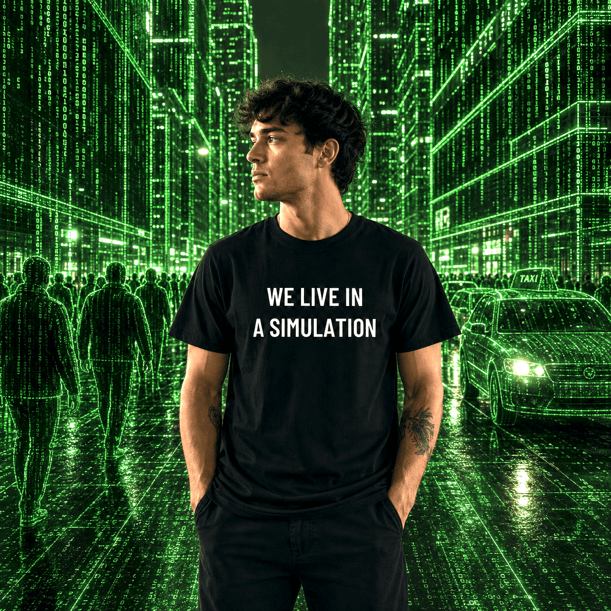 WE LIVE IN A SIMULATION t-shirt