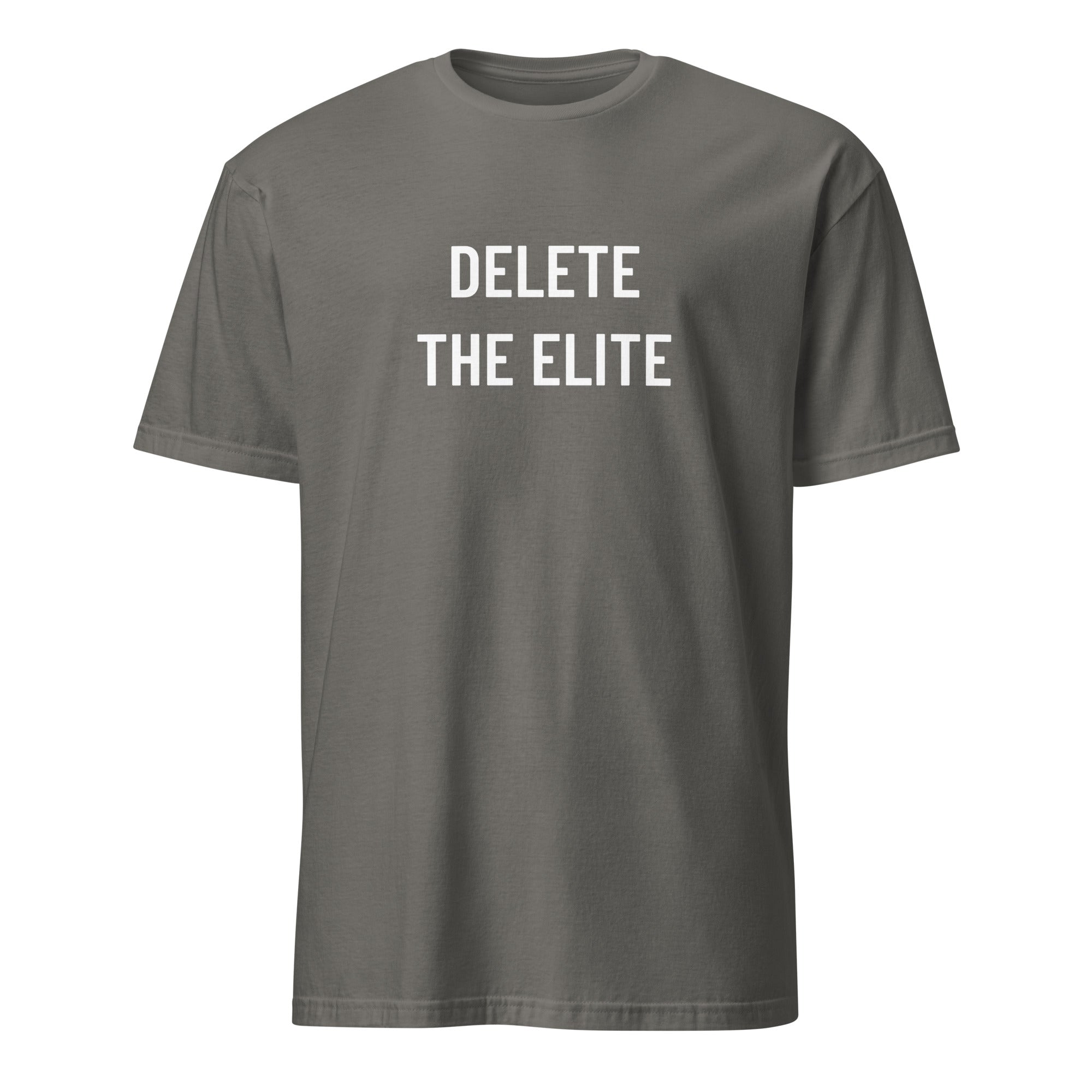 DELETE THE ELITE counter-cultural statement t-shirt in Grey | BASED ALT-WEAR