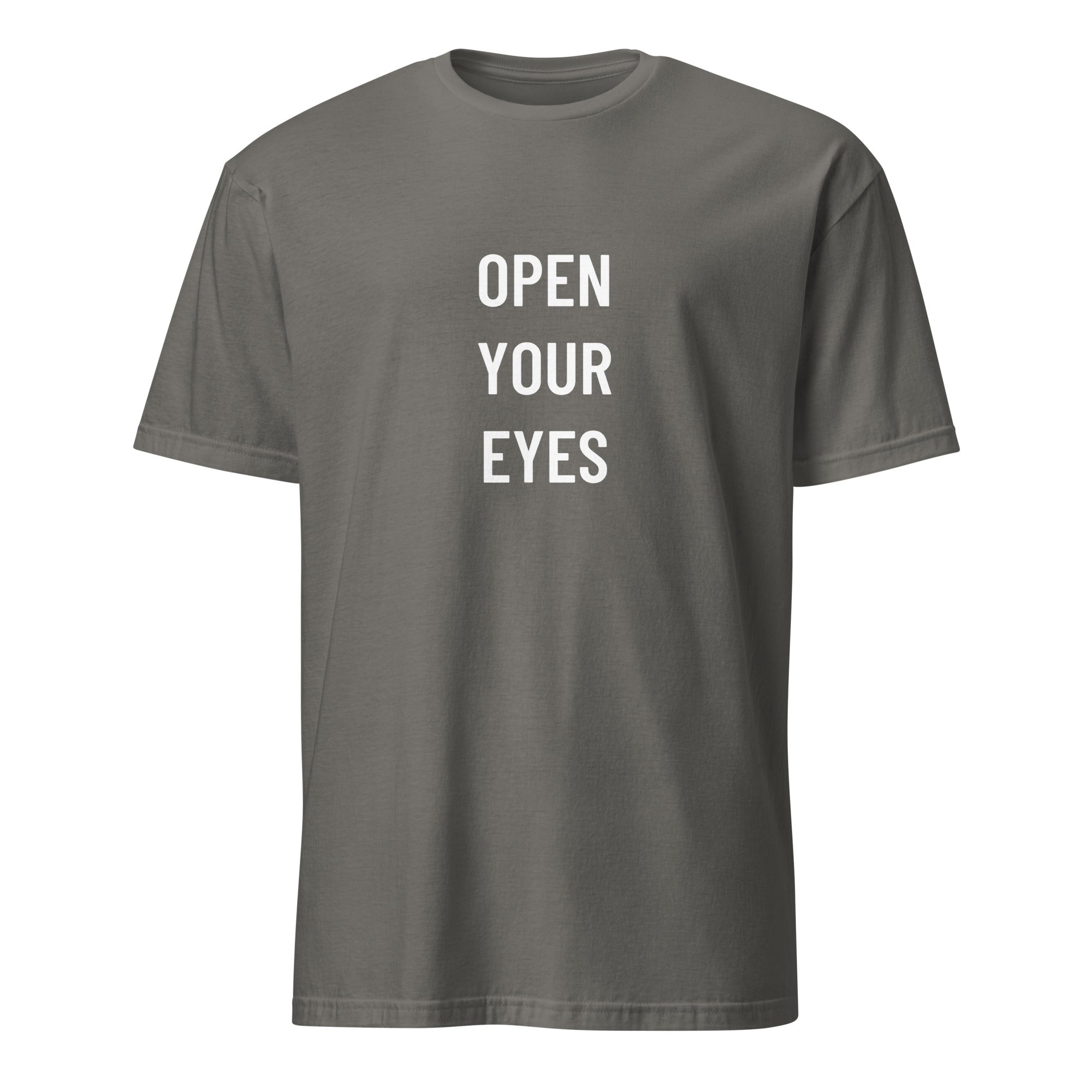 OPEN YOUR EYES minimalist redpill statement t-shirt in Grey | BASED ALT-WEAR