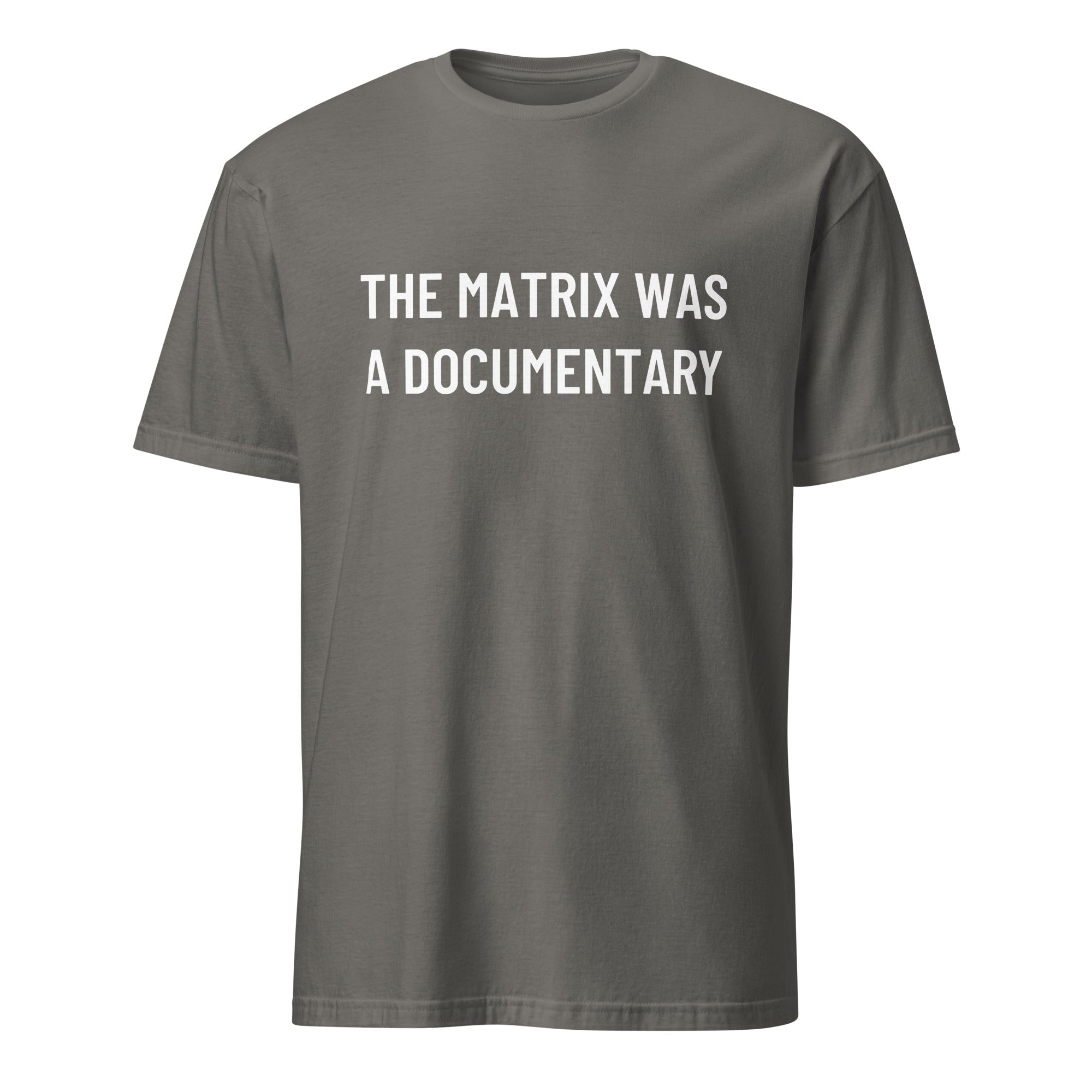THE MATRIX WAS A DOCUMENTARY Matrix-themed redpill statement t-shirt in Grey | BASED ALT-WEAR