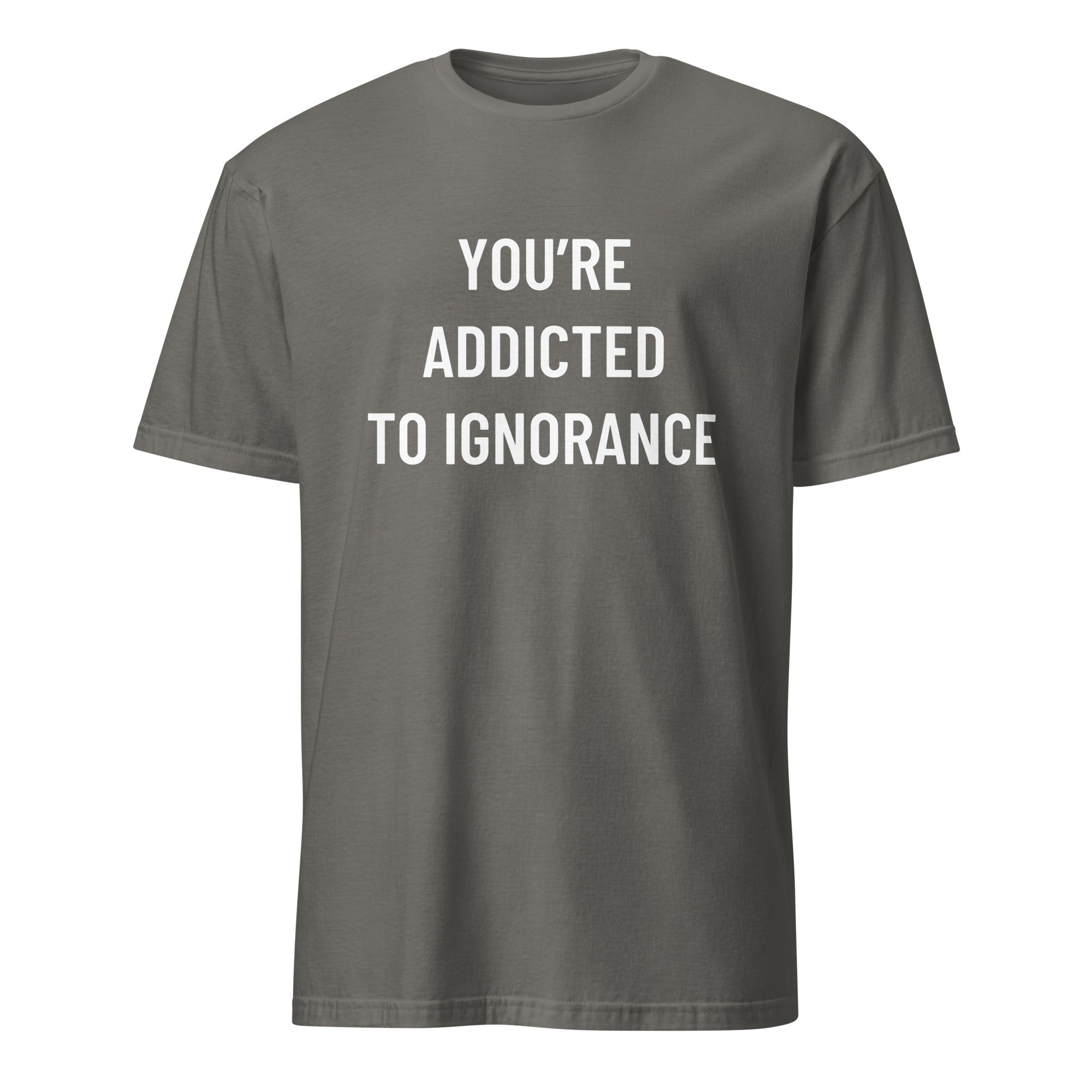YOU'RE ADDICTED TO IGNORANCE blackpill statement t-shirt in Grey | BASED ALT-WEAR