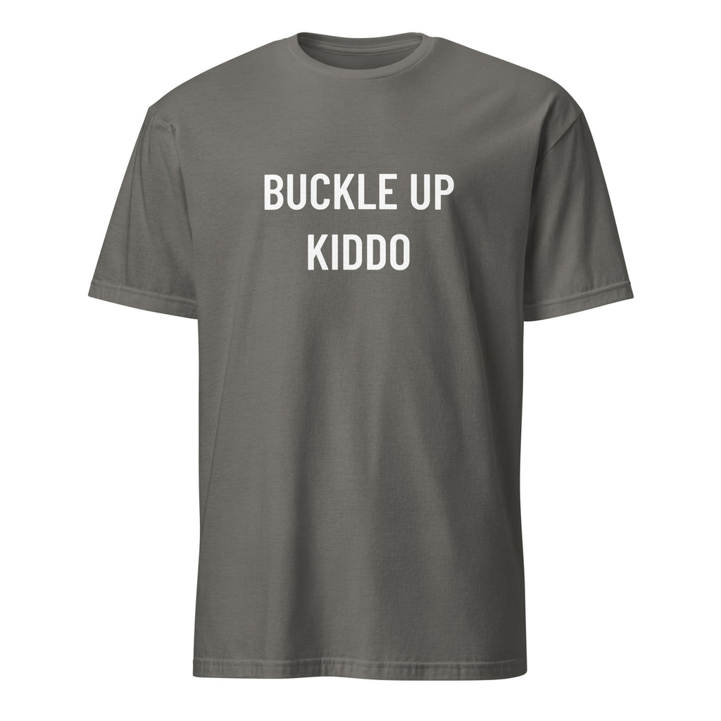 BUCKLE UP KIDDO statement t-shirt in Grey | BASED ALT-WEAR