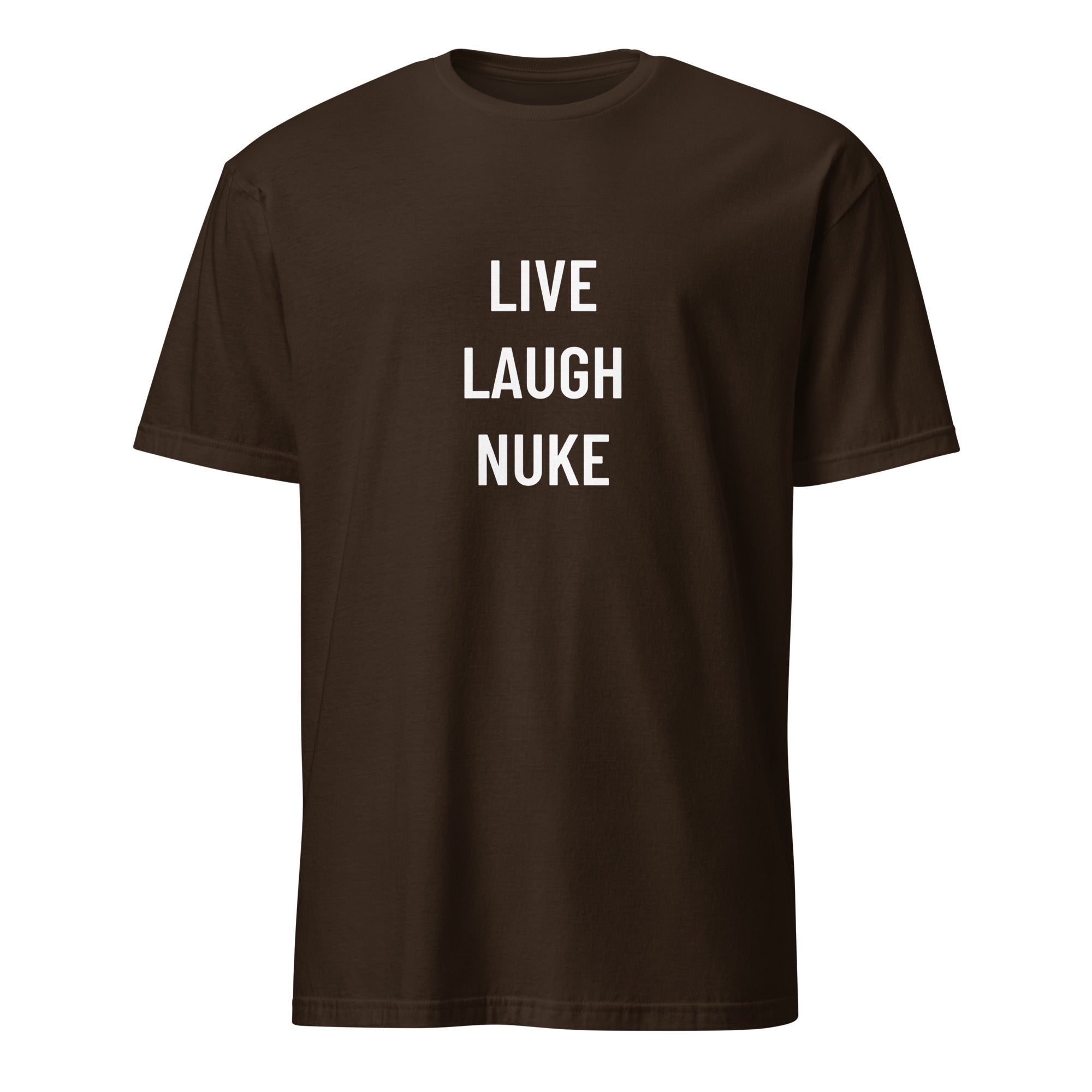 LIVE LAUGH NUKE dark-humor statement t-shirt in Navy | BASED ALT-WEAR