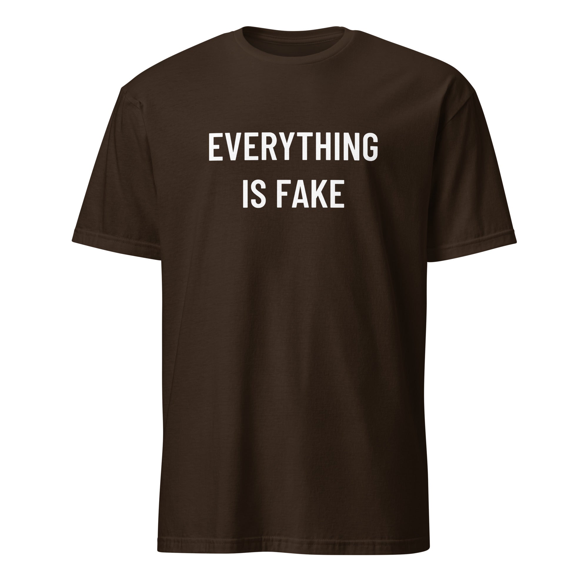 EVERYTHING IS FAKE hyperreality blackpill statement t-shirt in Brown | BASED ALT-WEAR