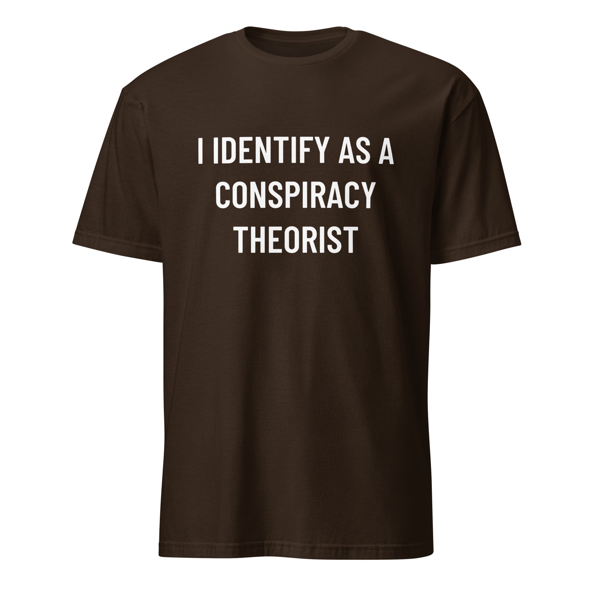I IDENTIFY AS A CONSPIRACY THEORIST redpill statement t-shirt in Pink | BASED ALT-WEAR