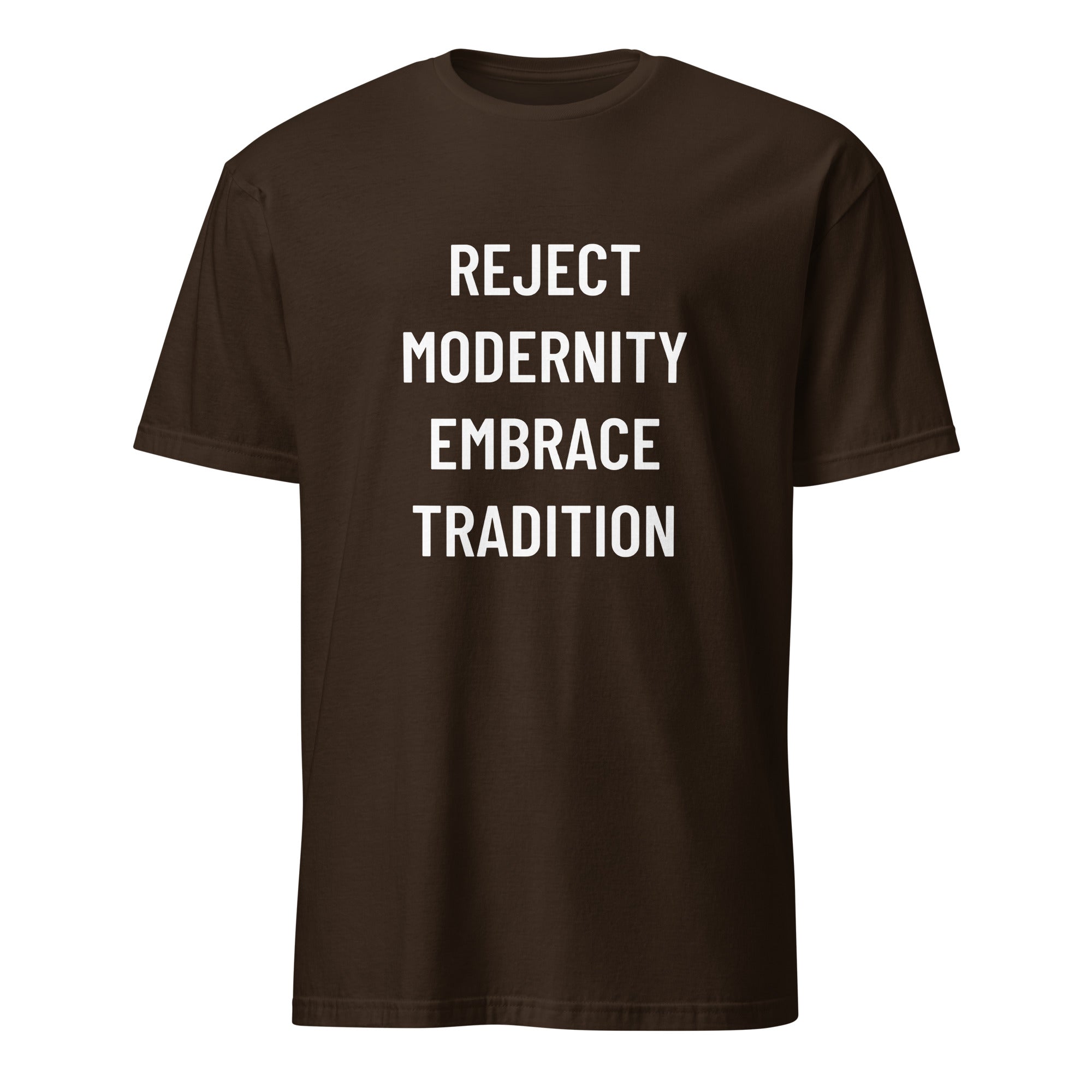 REJECT MODERNITY EMBRACE TRADITION trad-culture statement t-shirt in Pink | BASED ALT-WEAR