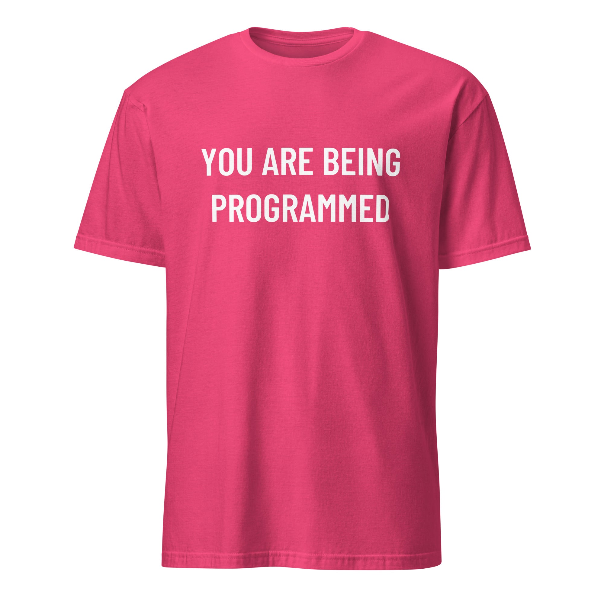 YOU ARE BEING PROGRAMMED media-skeptic statement t-shirt in Red | BASED ALT-WEAR
