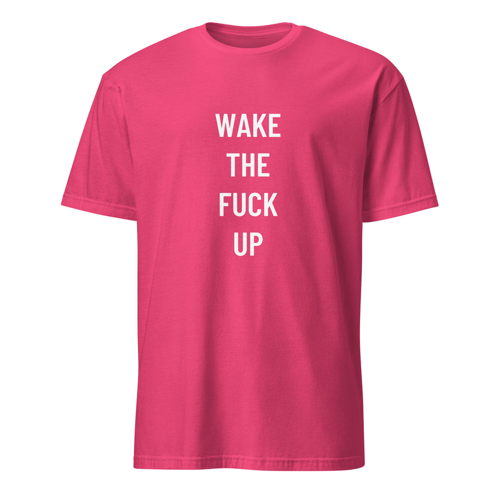 WAKE THE FUCK UP urgency statement t-shirt in Red | BASED ALT-WEAR