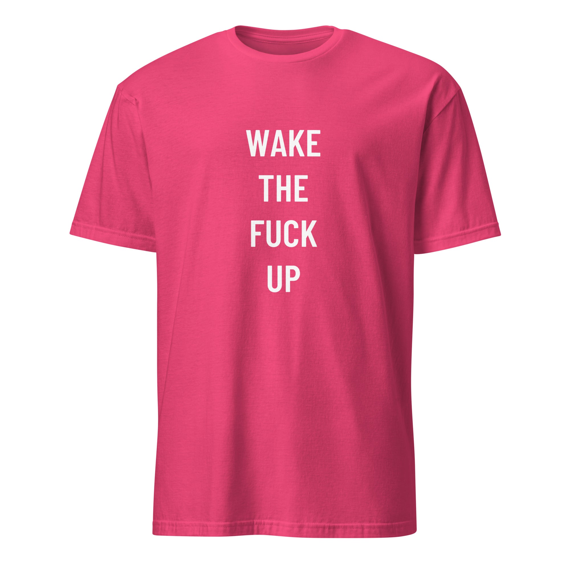 WAKE THE FUCK UP urgency statement t-shirt in Red | BASED ALT-WEAR