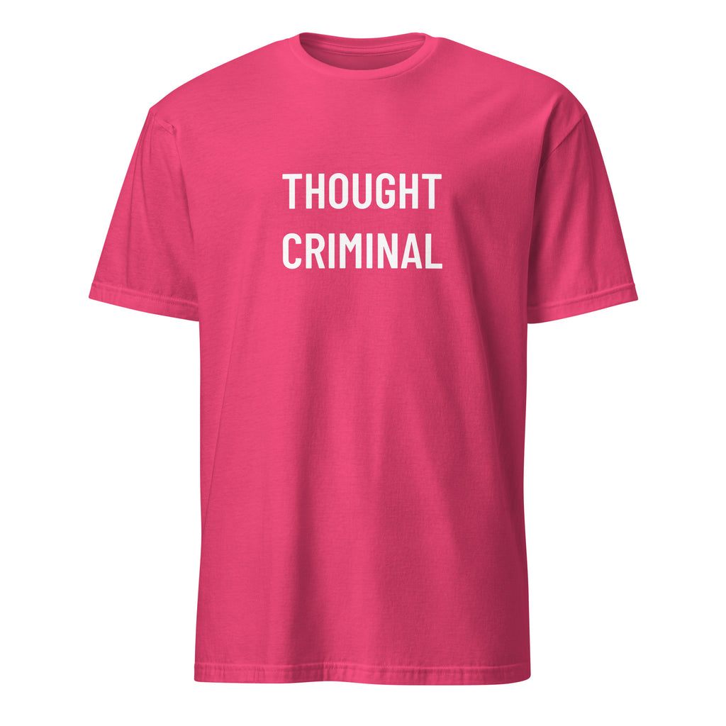 THOUGHT CRIMINAL Orwellian statement t-shirt in Red | BASED ALT-WEAR
