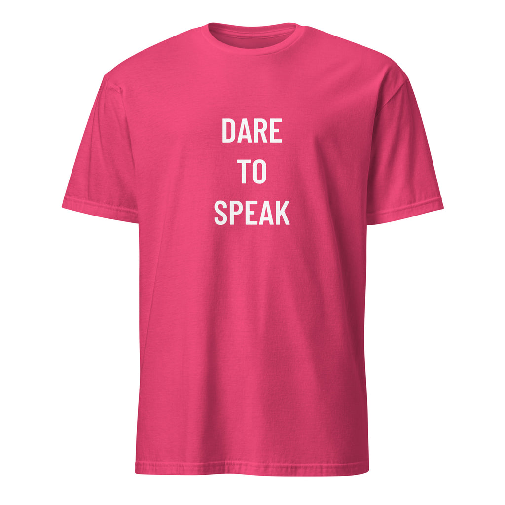 DARE TO SPEAK free-speech statement t-shirt in Pink | BASED ALT-WEAR