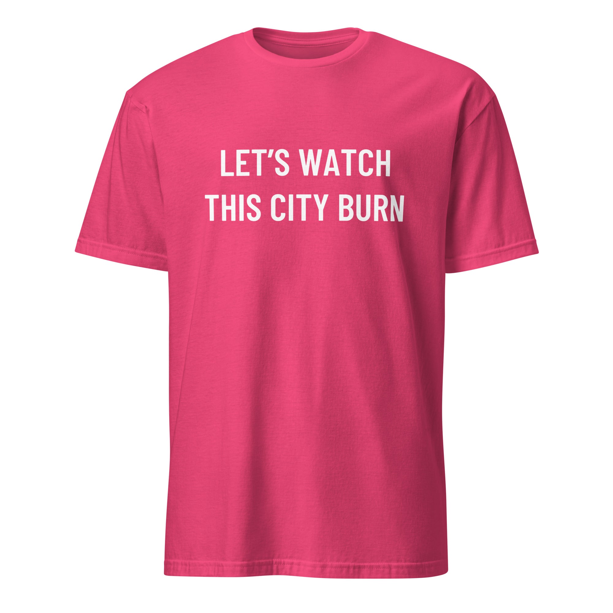 LET'S WATCH THIS CITY BURN nihilist blackpill statement t-shirt in Red | BASED ALT-WEAR