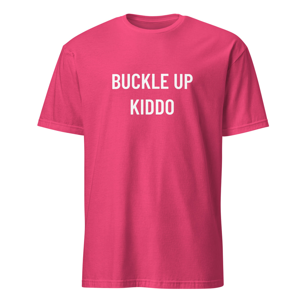 BUCKLE UP KIDDO statement t-shirt in Pink | BASED ALT-WEAR
