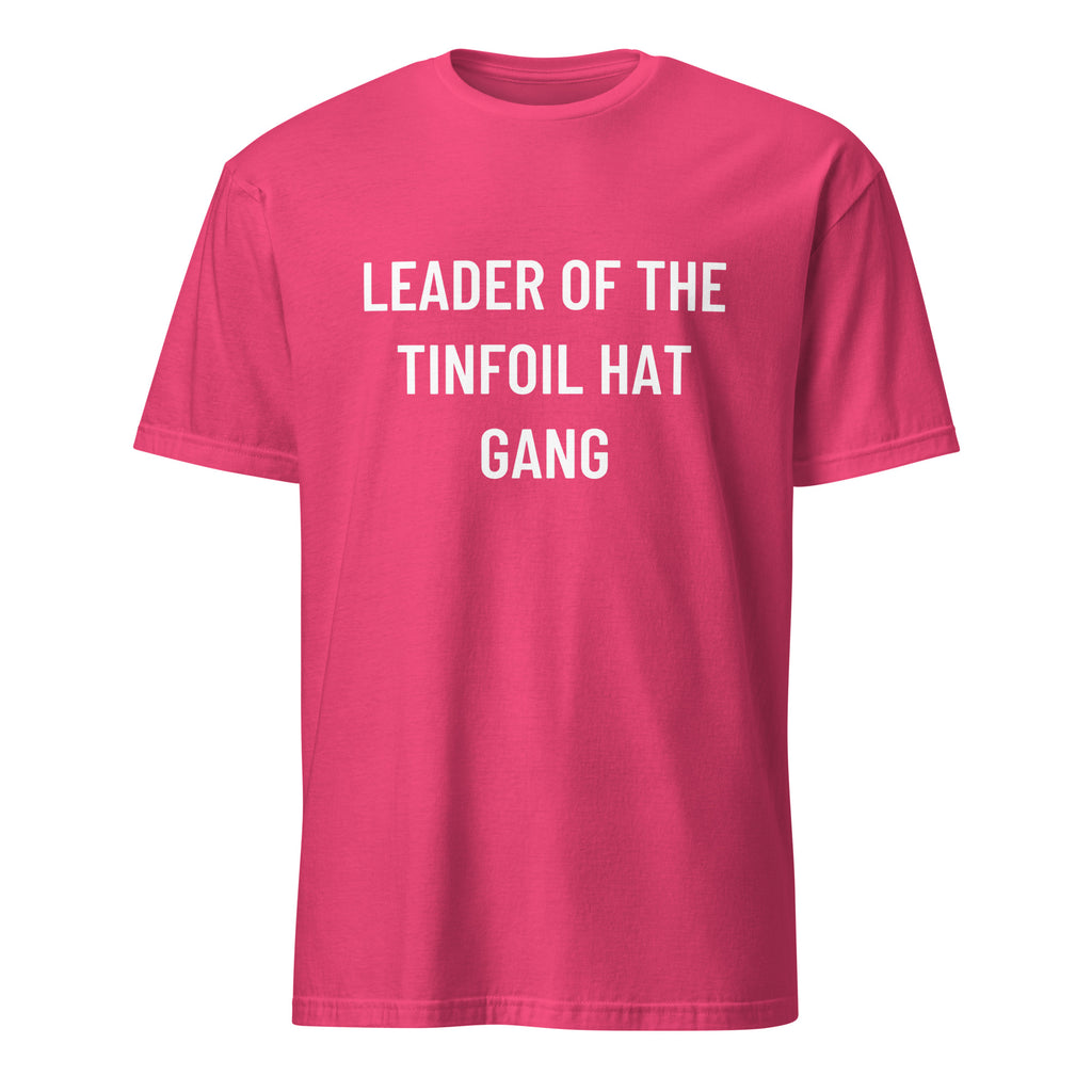 LEADER OF THE TINFOIL HAT GANG conspiracy humor statement t-shirt in Army | BASED ALT-WEAR