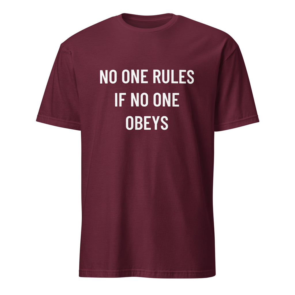 NO ONE RULES IF NO ONE OBEYS anti-authority statement t-shirt in Pink | BASED ALT-WEAR