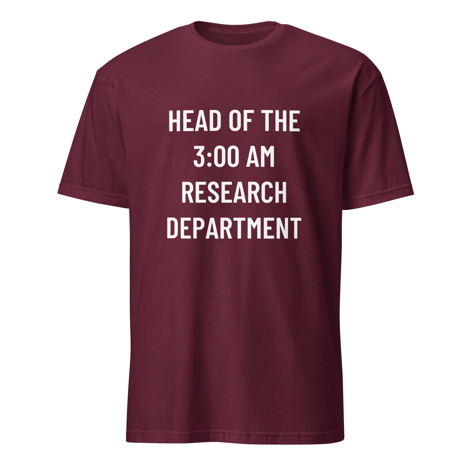 HEAD OF THE 3:00 AM RESEARCH DEPARTMENT conspiracy statement t-shirt in Pink | BASED ALT-WEAR