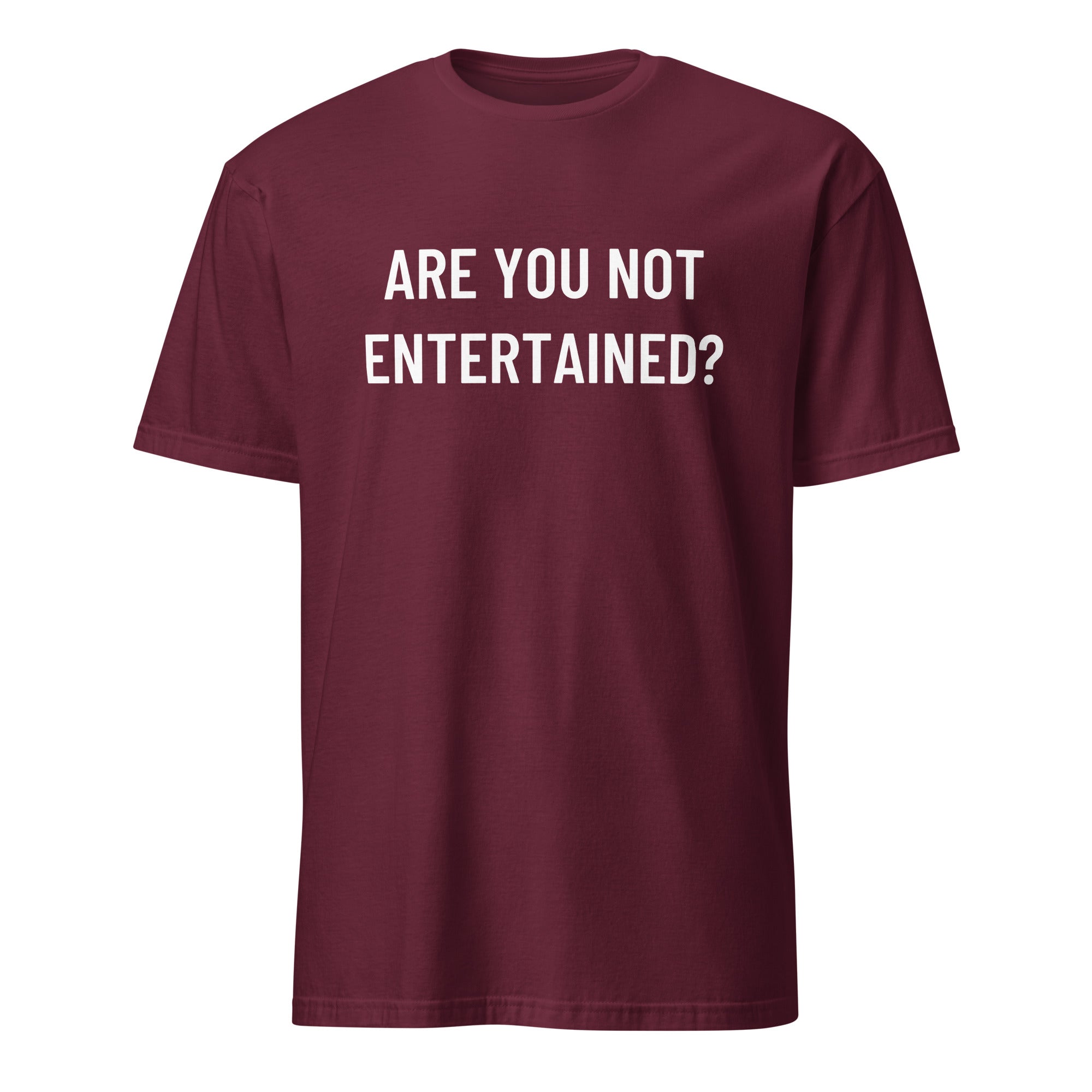 ARE YOU NOT ENTERTAINED? Gladiator-inspired statement t-shirt in Red | BASED ALT-WEAR