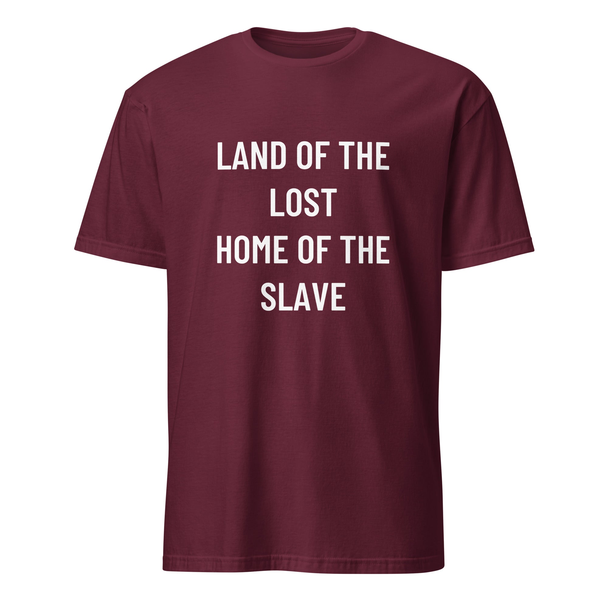 LAND OF THE LOST HOME OF THE SLAVE nihilist blackpill statement t-shirt in Brown | BASED ALT-WEAR