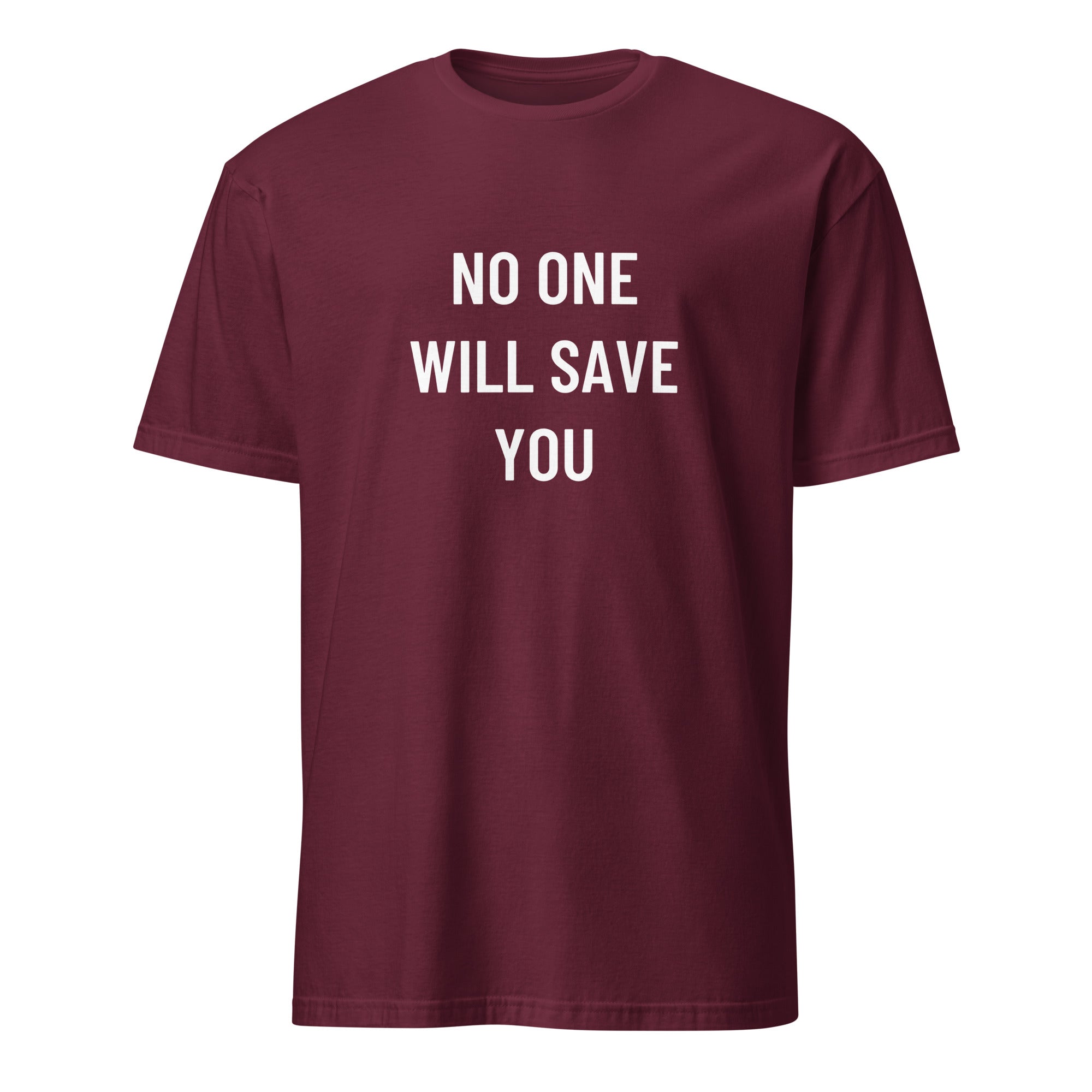 NO ONE WILL SAVE YOU personal-responsibility blackpill statement t-shirt in Brown | BASED ALT-WEAR