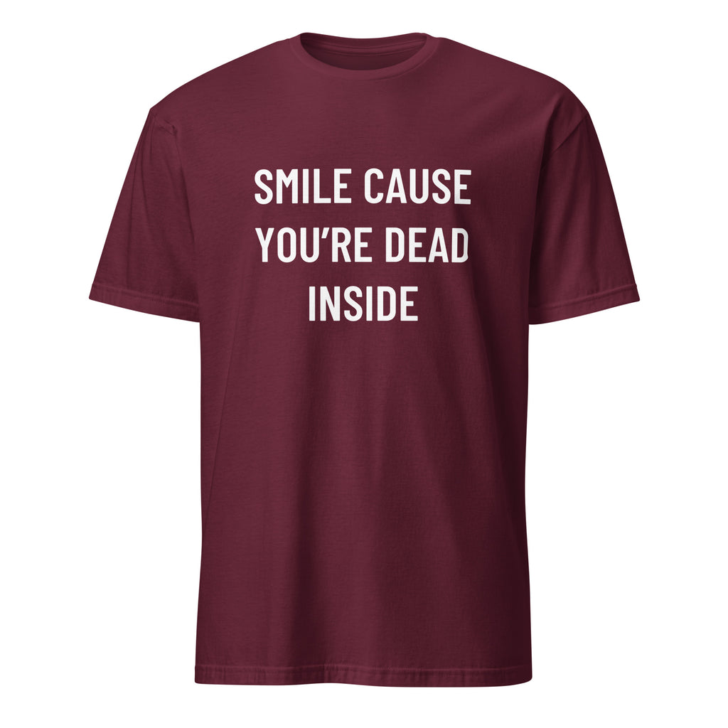 SMILE CAUSE YOU'RE DEAD INSIDE burnout blackpill statement t-shirt in Brown | BASED ALT-WEAR