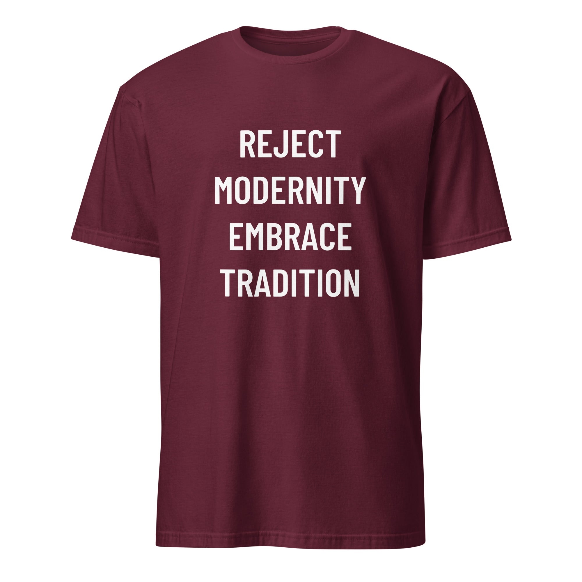 REJECT MODERNITY EMBRACE TRADITION trad-culture statement t-shirt in Brown featured | BASED ALT-WEAR