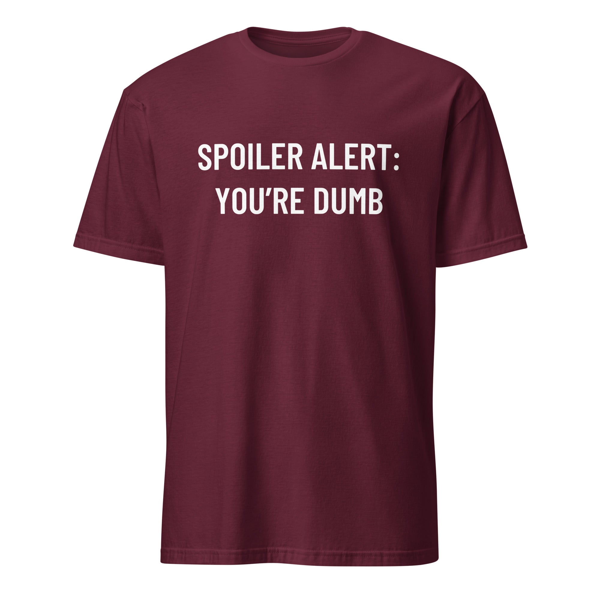 SPOILER ALERT YOU'RE DUMB dark-humor blackpill statement t-shirt in Brown featured | BASED ALT-WEAR